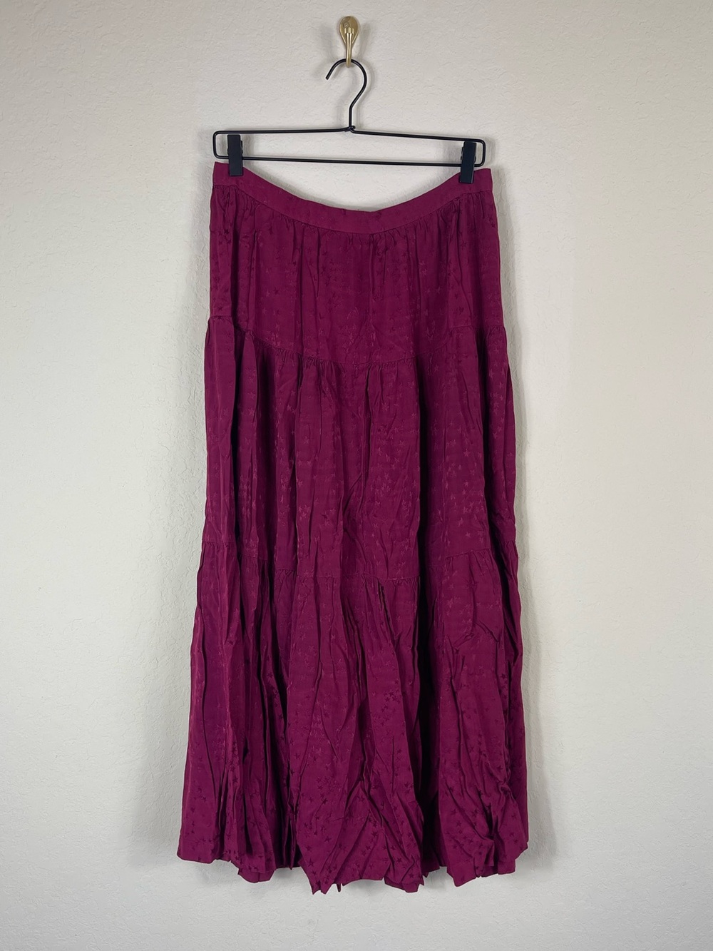 STAUD Leo Star Tiered Maxi Skirt Raspberry Size 12 Large - Picture 2 of 8
